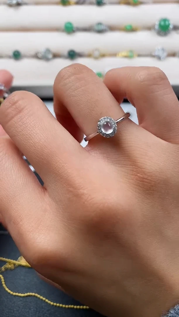 银S925镶嵌戒指翡翠4444444+5