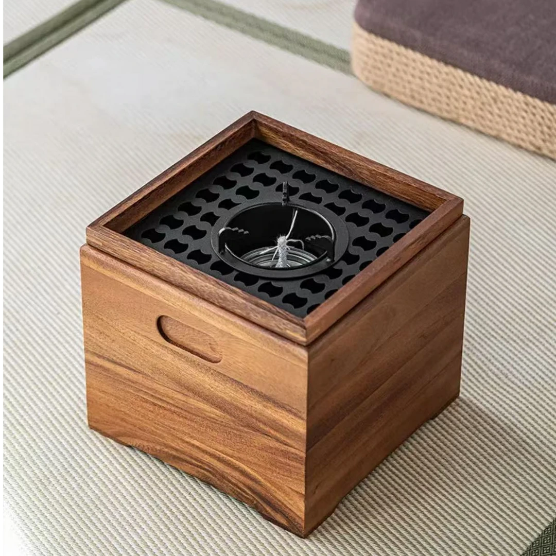 【明也茶器】胡桃木围炉煮茶暖手炭火炉木制家用