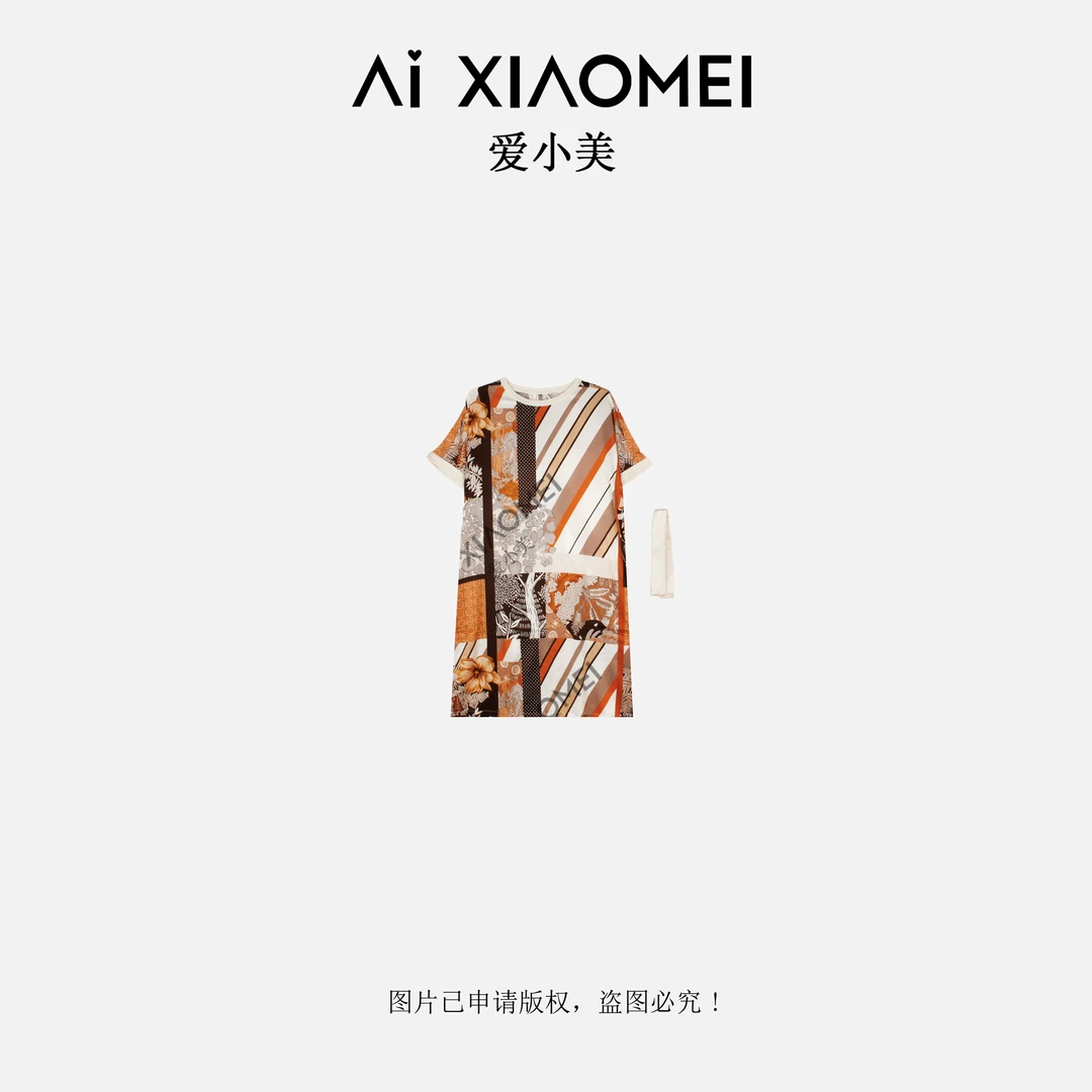 Aixiaomei/爱小美夏季复古印花连衣裙ZS06-0093