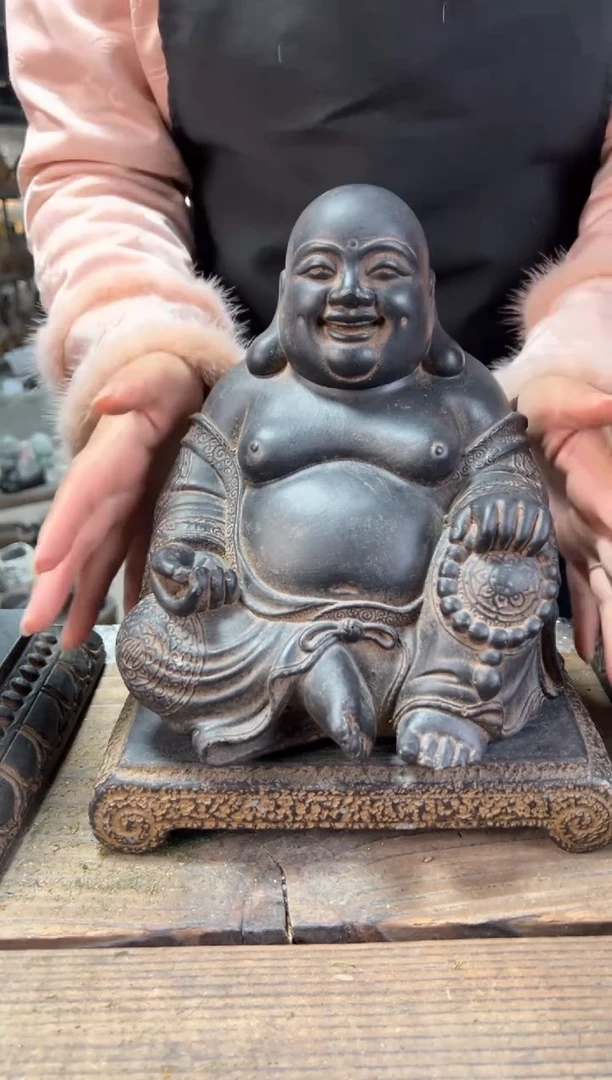 陶土大肚佛+小江枫底座