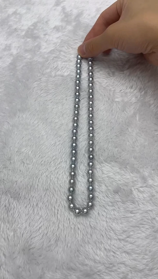 海水珍珠银S925镶嵌项链AK真多麻7.5-8mm（多样性发一）