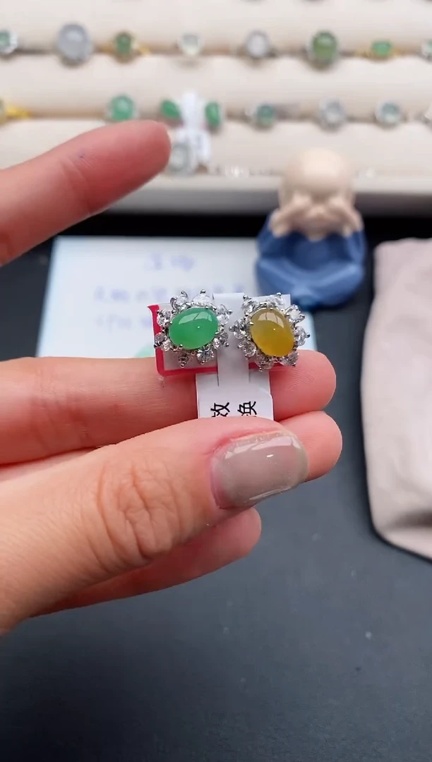 银S925镶嵌戒指翡翠555555+3