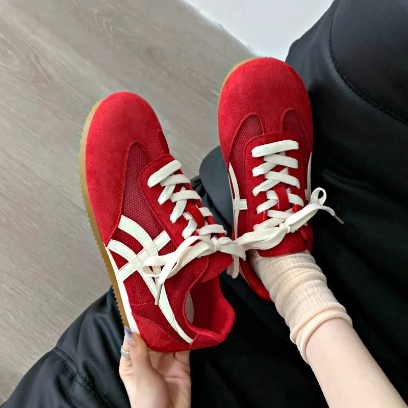 拉夏贝尔复古阿甘鞋德训鞋2025冬季新款平底轻便休闲软底单鞋板鞋