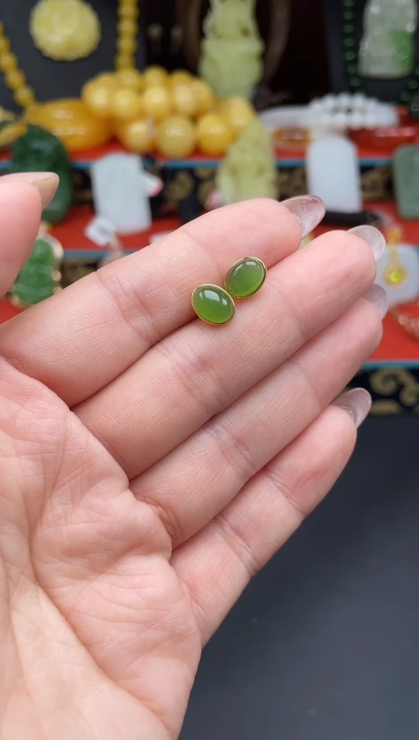 和田玉银S925镶嵌耳饰耳饰XH