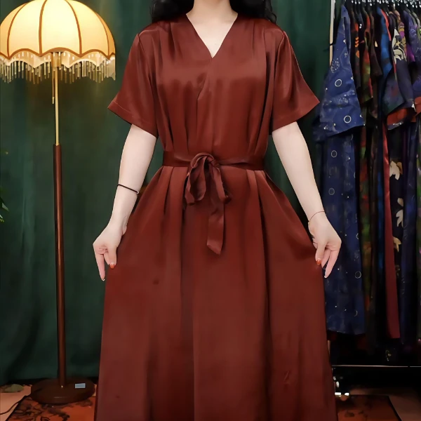 红云纱L老料气质显瘦大气柜子定制高货连衣裙优雅