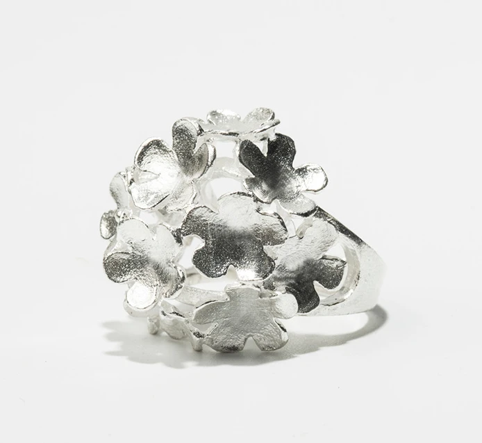 925银戒指 925银戒指 游尘衣物/ 那时花开花团戒指