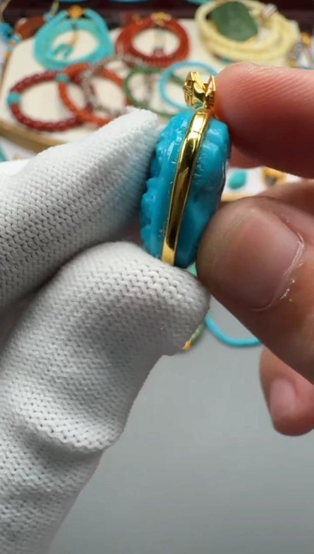 18K金镶嵌绿松石配饰知*~1111