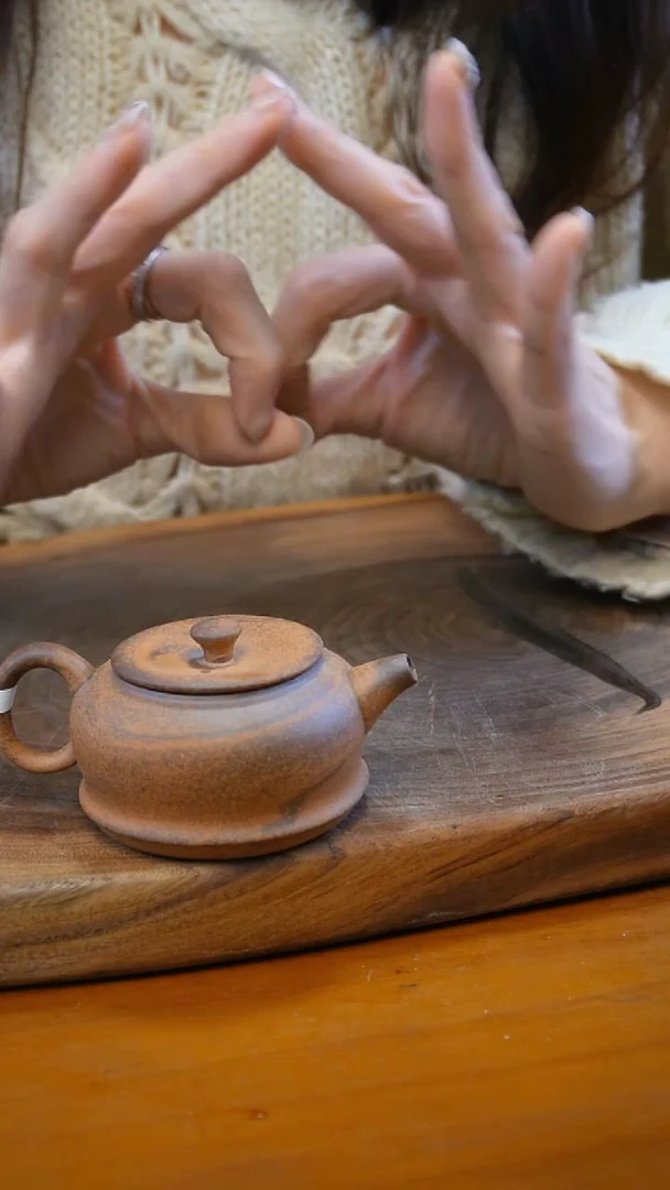 【闪购商品】B25扁复磨砂感老岩泥茶壶