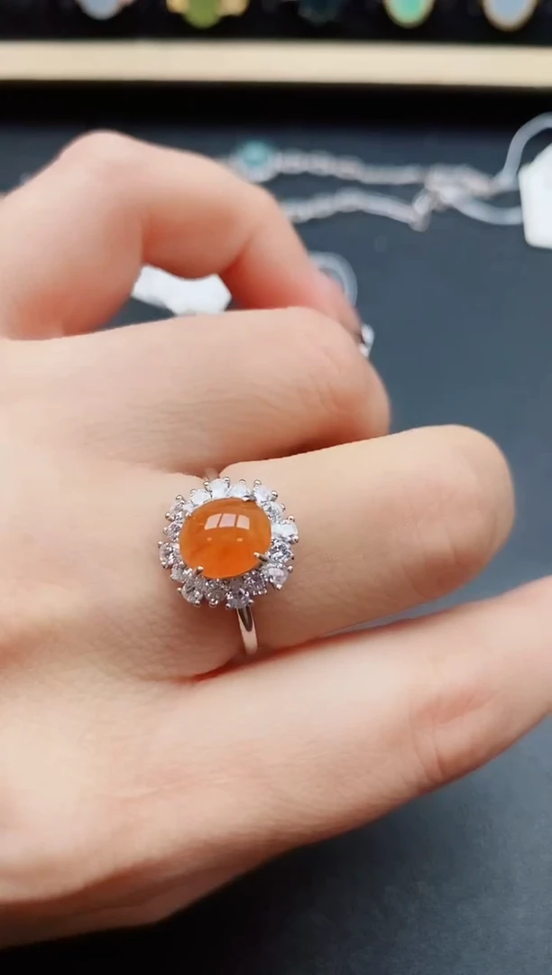 翡翠戒指银S925镶嵌50850