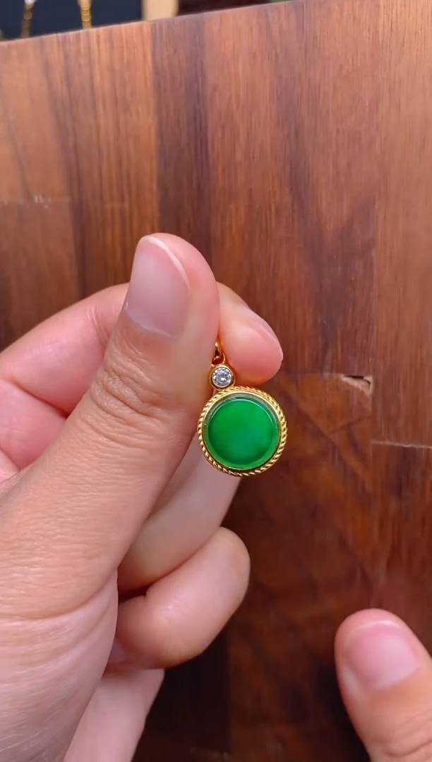 【闪购商品】翡翠吊坠(不含链)银S925镶嵌平安喜乐无事牌