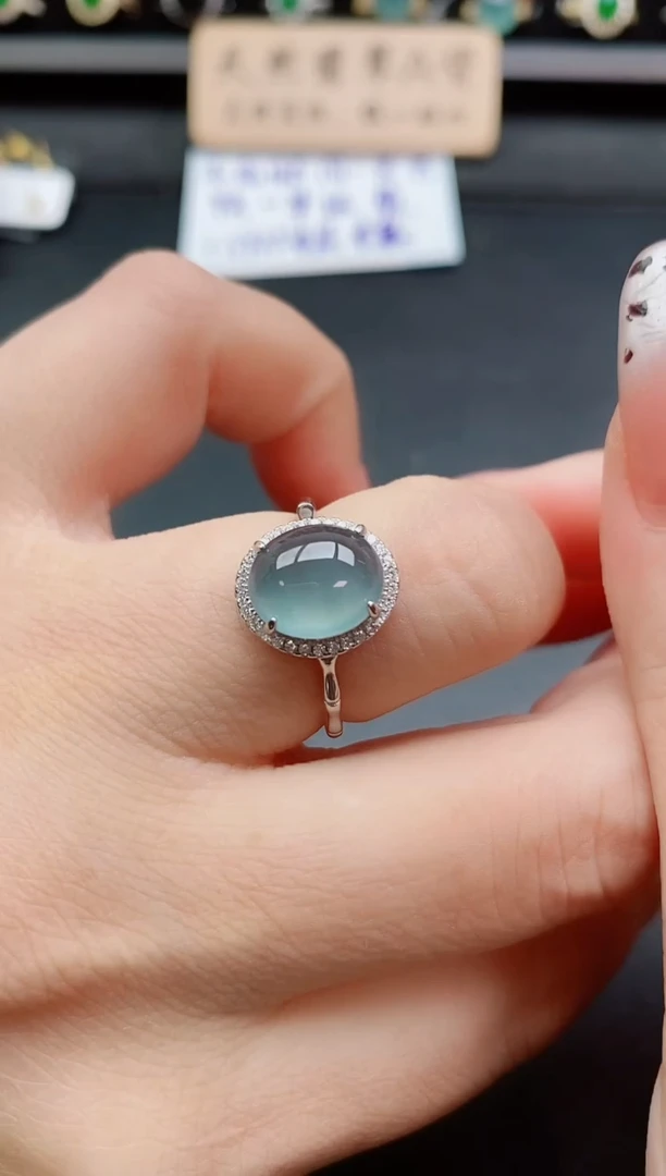 银S925镶嵌戒指翡翠1