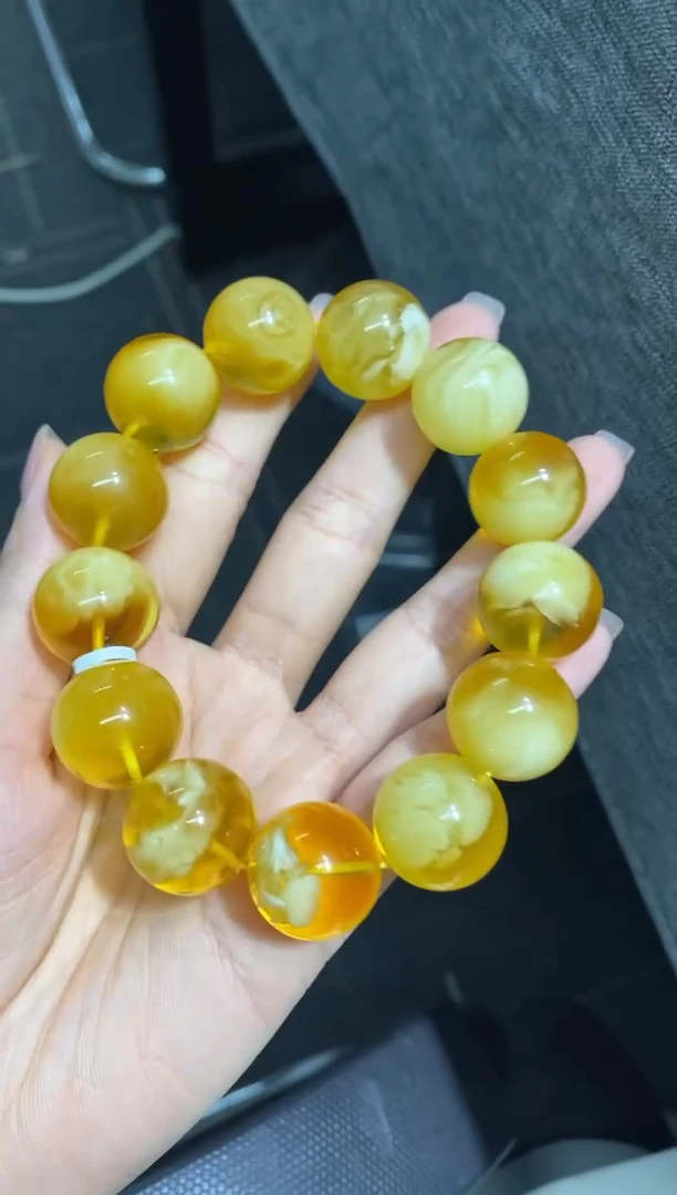裸石蜜蜡未镶嵌意境聚宝盆手串