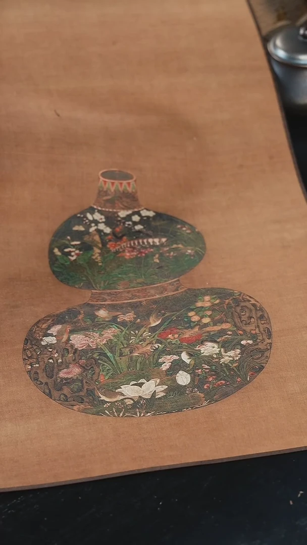 茶杯紫砂宣丝茶席-葫芦花瓶图茶席