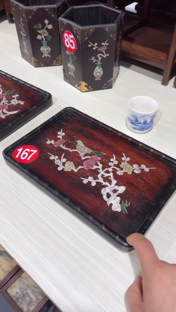 木木 非洲紫檀螺钿镶嵌茶盘壶承干泡台