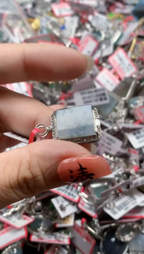 银S925镶嵌戒指翡翠天然A货缅甸翡翠