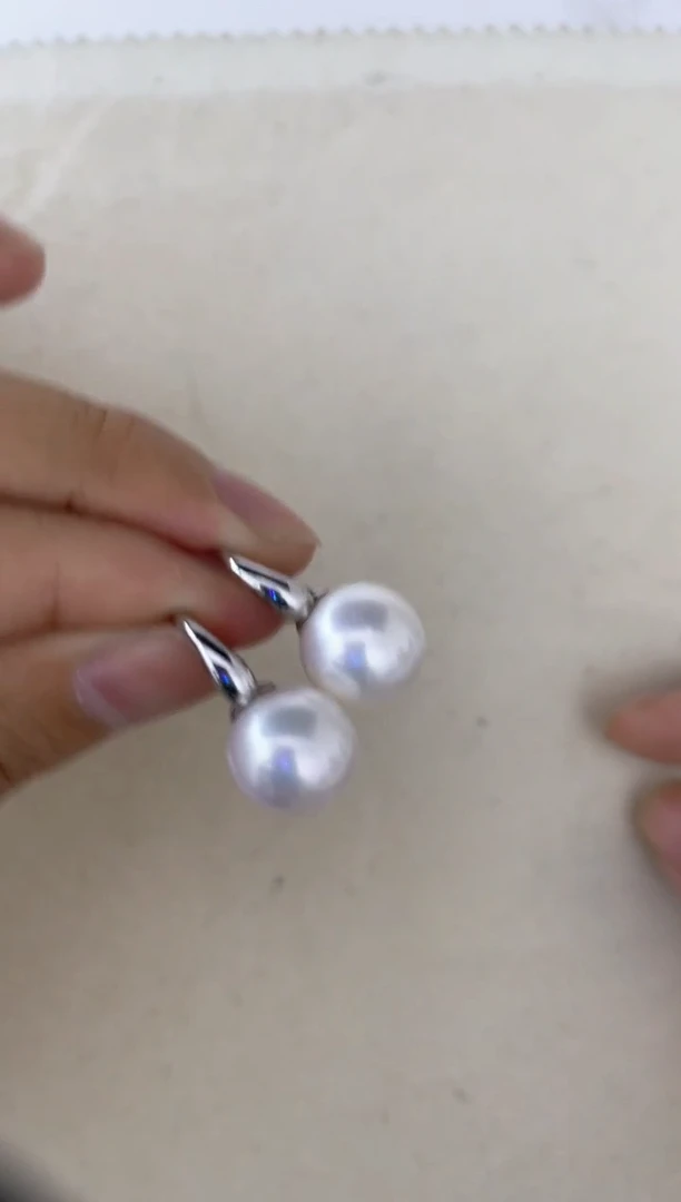 银S925镶嵌淡水珍珠耳饰耳扣12-13