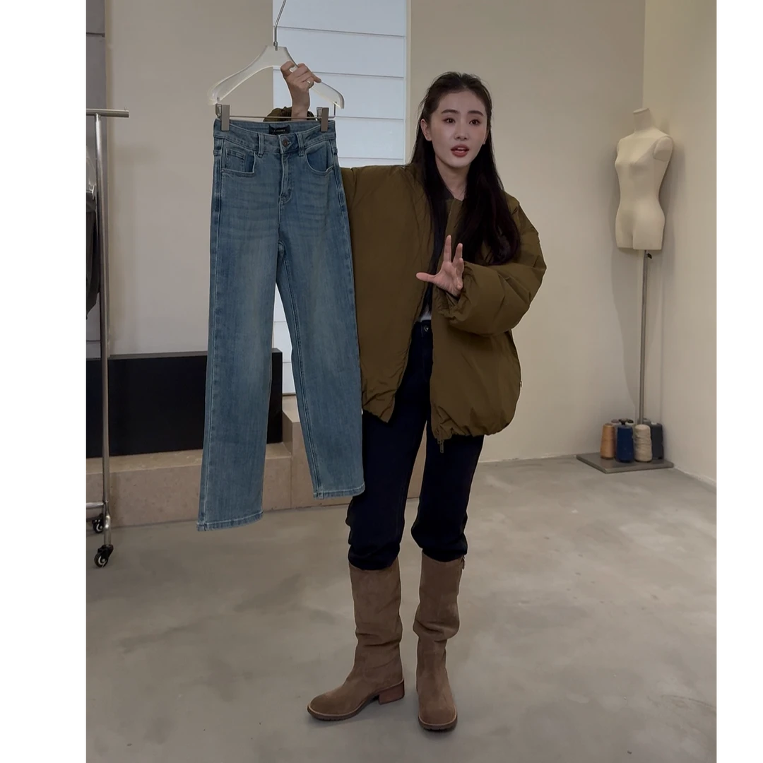 【清】逸语IN choose u笑笑家2025夏季韩版修身直筒牛仔裤女86627