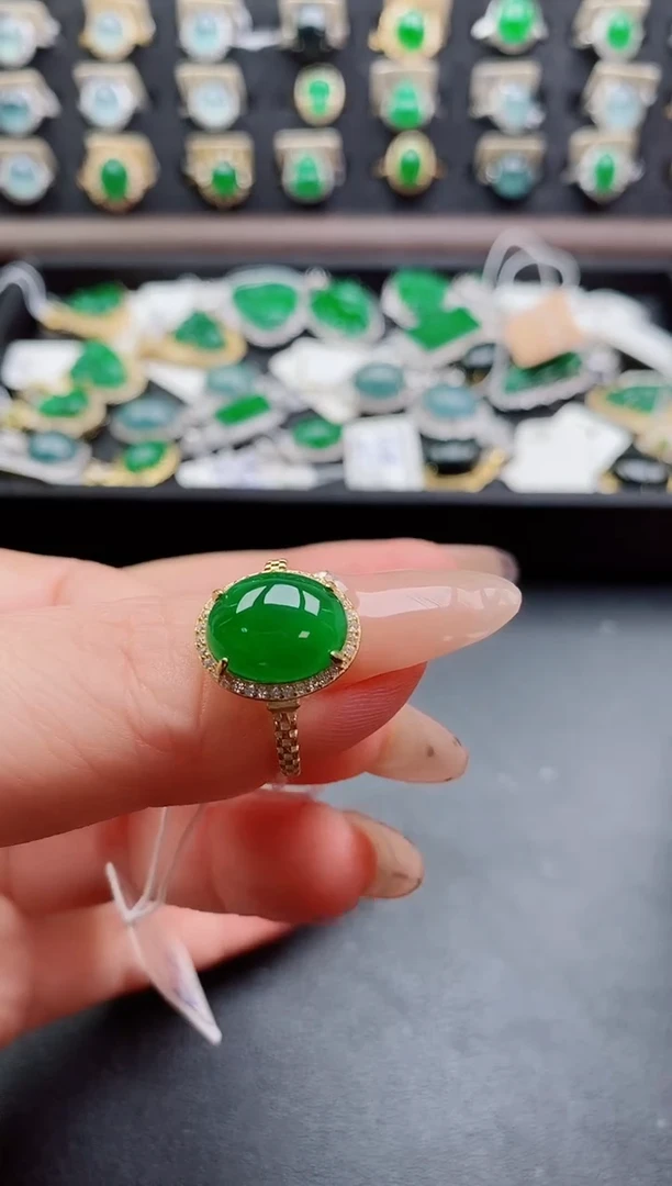 银S925镶嵌戒指翡翠1