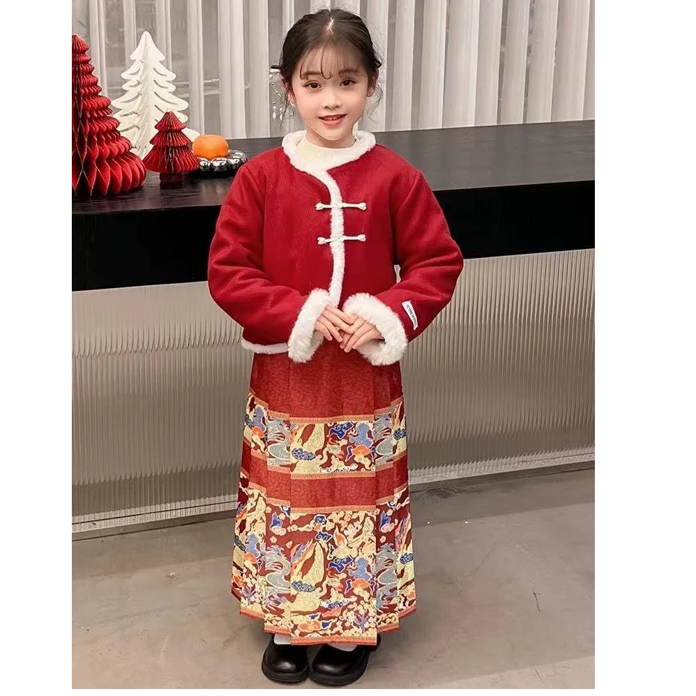 【302款】冬季2024新款儿童加棉宝宝洋气时尚加厚版马面裙子