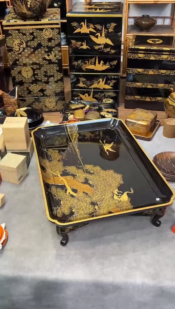 高肉金 茶台 大漆漆器大漆漆器