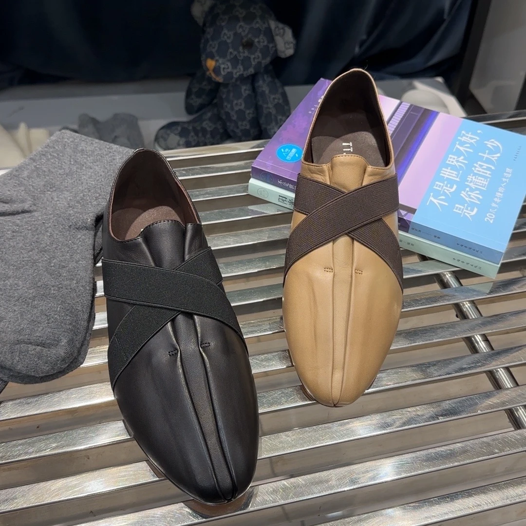 [大韩韩]早春新款128-2羊皮尖头气质百搭单鞋乐福鞋