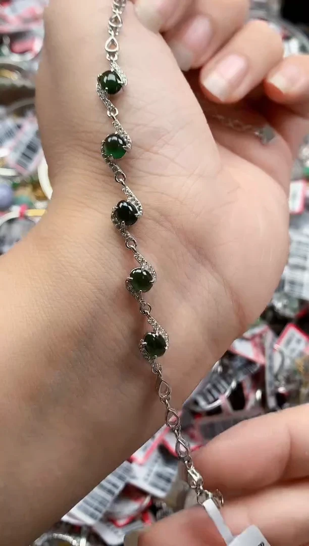 银S925镶嵌戒指翡翠天然A货缅甸翡翠