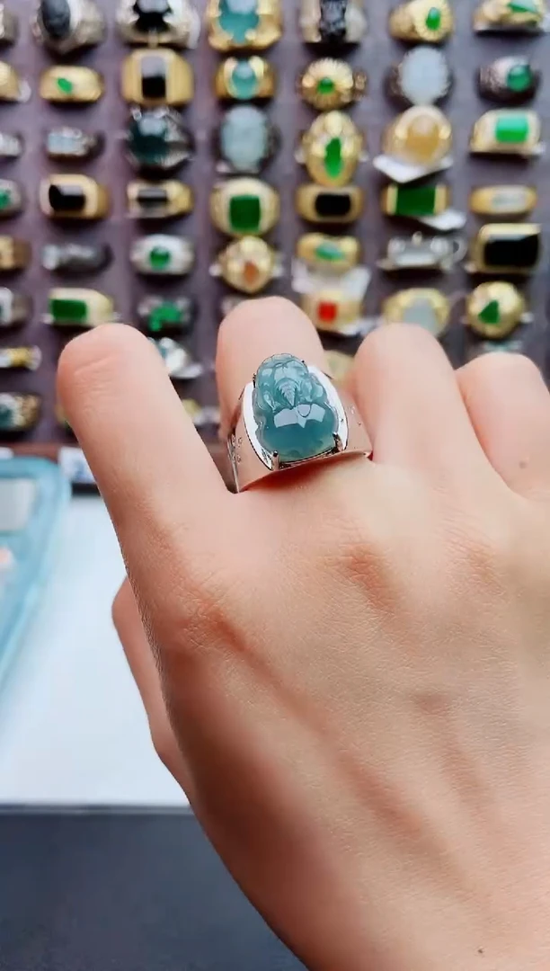 未镶嵌戒指翡翠天然翡翠男戒