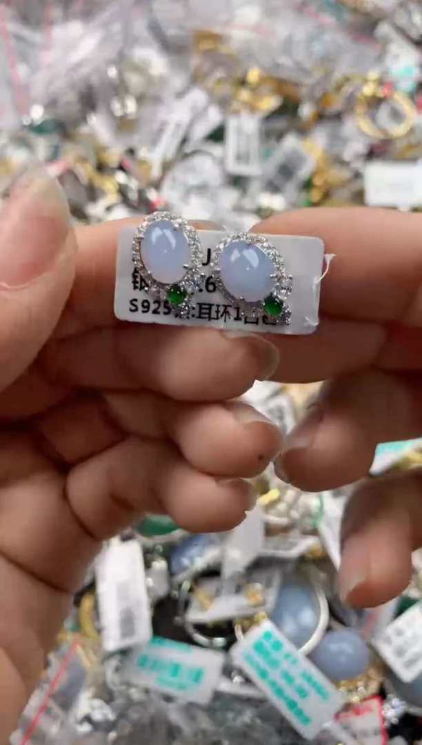 银S925镶嵌戒指翡翠666---10