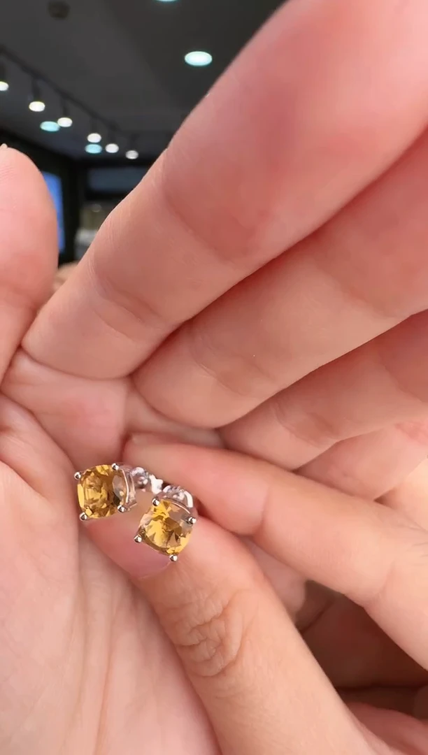 银S925镶嵌耳饰黄晶001