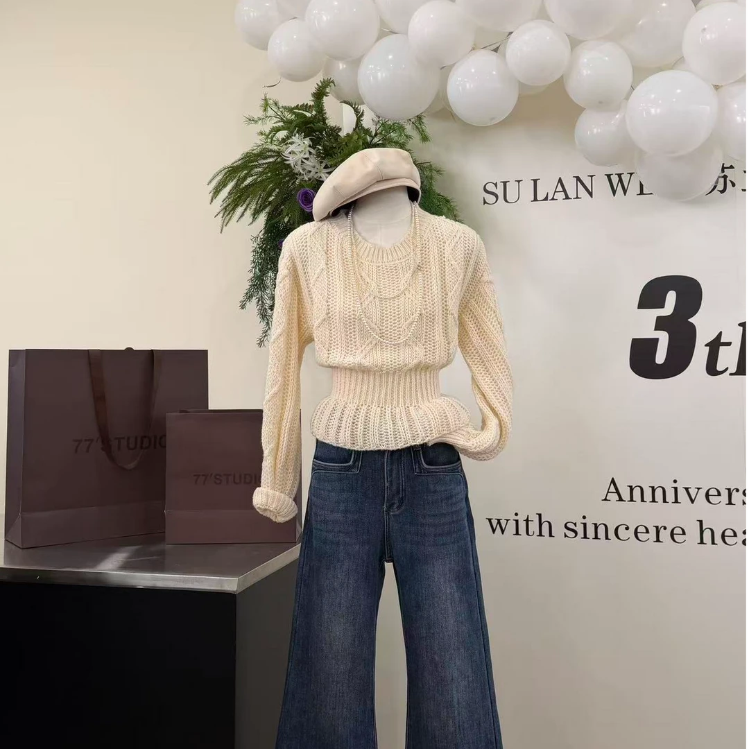 【奶芙软糖】韩系温柔风修身显瘦毛衣-V295