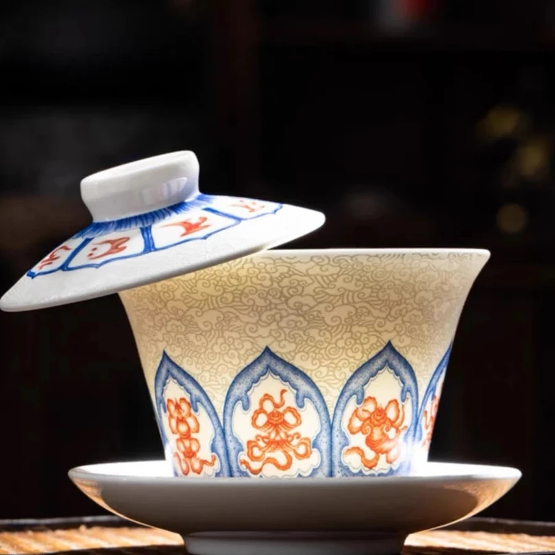 w1697珐琅彩三才盖碗