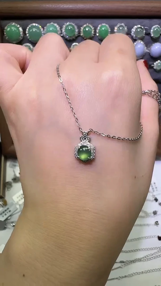 银S925镶嵌戒指翡翠项链23