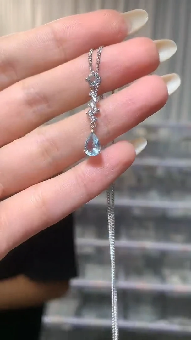 银S925镶嵌吊坠(赠链)海蓝宝石【宝石矿主严选】