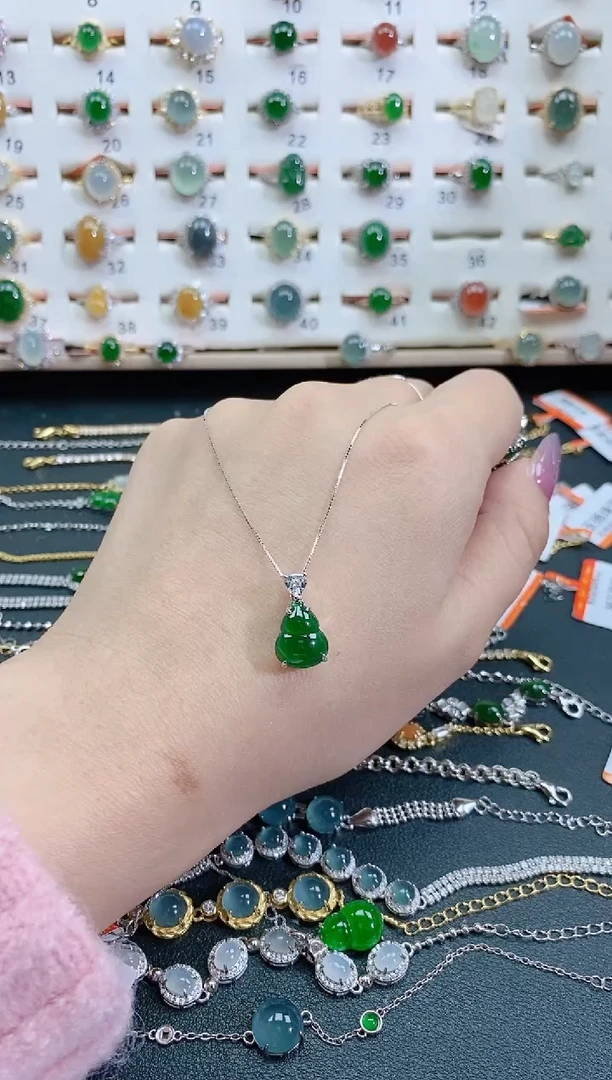 颈饰银S925镶嵌翡翠天然翡翠