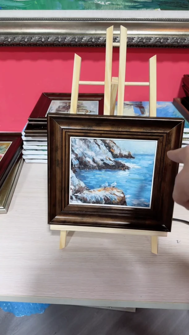 油画俄罗斯手绘油画作品《 海鸥 》25x28外框发