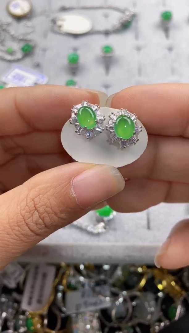 银S925镶嵌戒指翡翠444---7