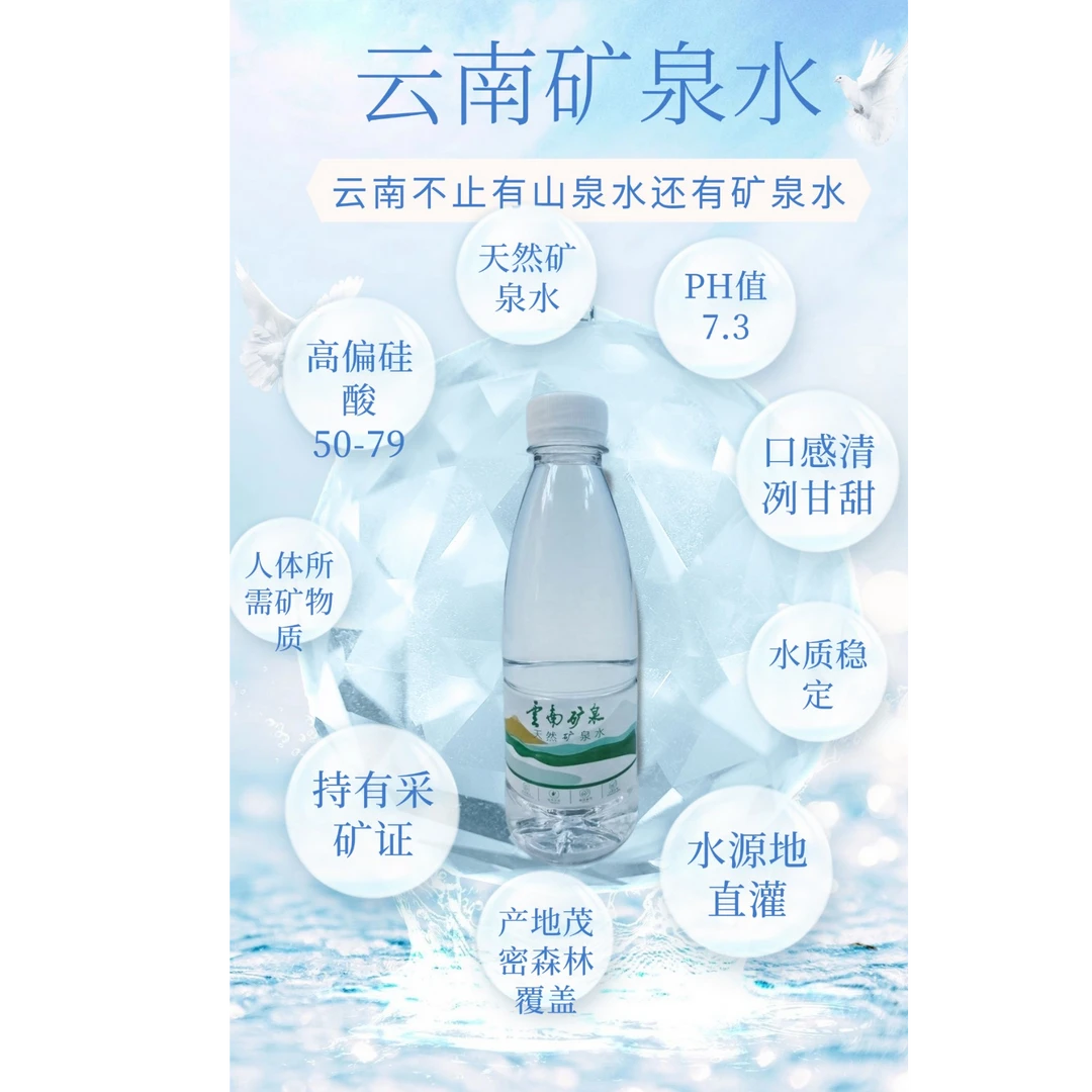 云南矿泉 天然矿泉水   335ml*24瓶整箱装水源富含偏硅酸