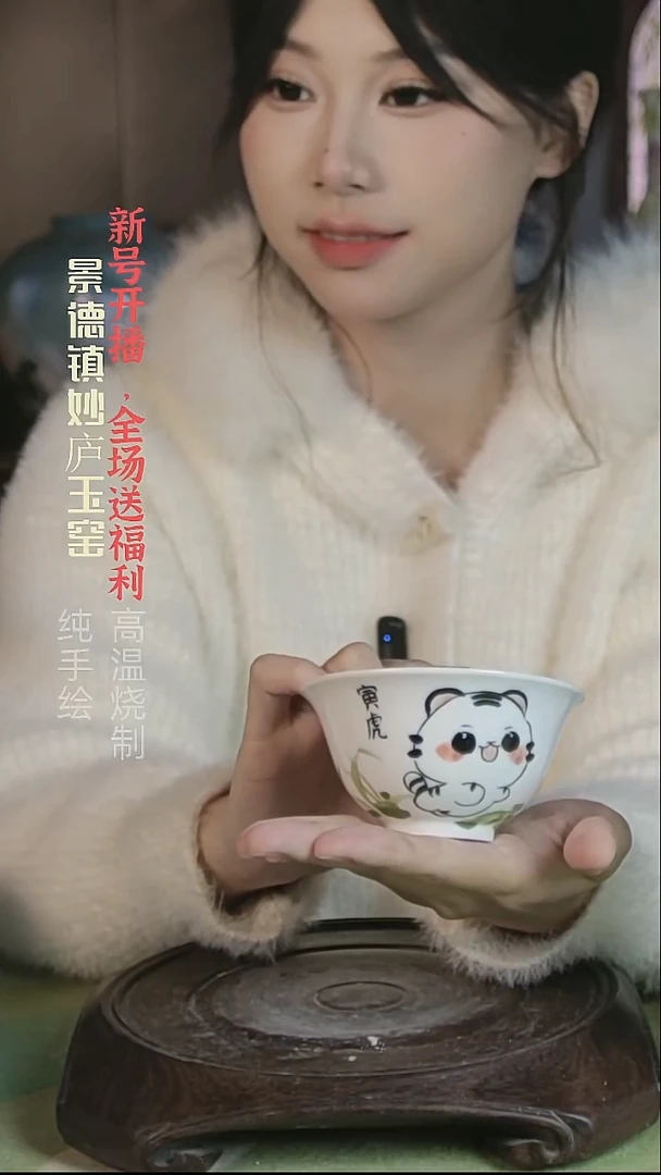 盘妙庐玉窑生肖虎小汤碗