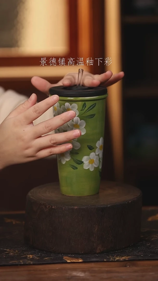 陶瓷景德镇高温釉下手绘陶瓷@L107@