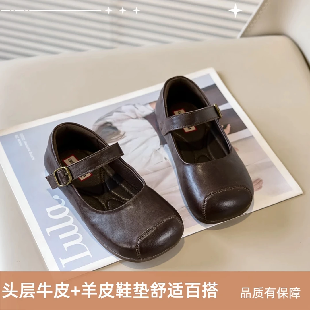 新品巴拉巴拉头层牛皮女童皮鞋2025春秋新款儿童公主鞋小女孩舞蹈