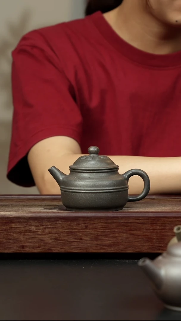 紫砂茶壶百年岩中泥 腰线德钟