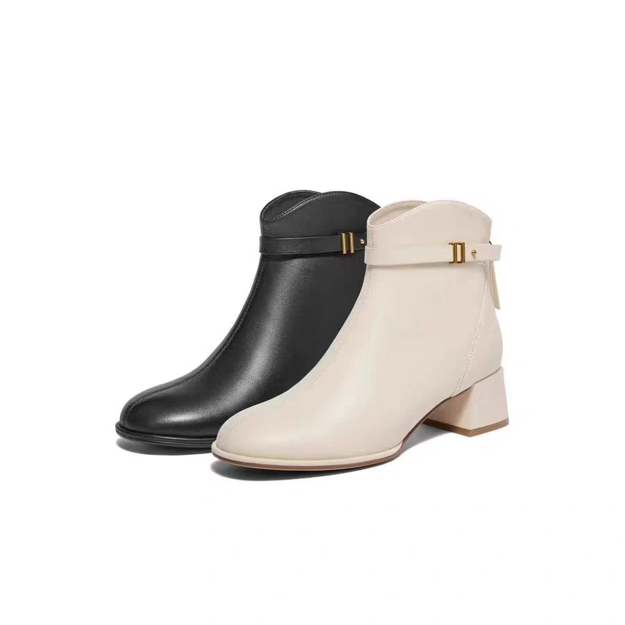 913 B 靴子女冬季新款粗高跟短靴优雅舒适时装靴女