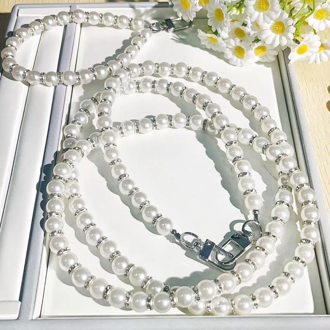 轻奢小香风【钻圈珍珠长+短】手机挂绳斜挎背带式链条