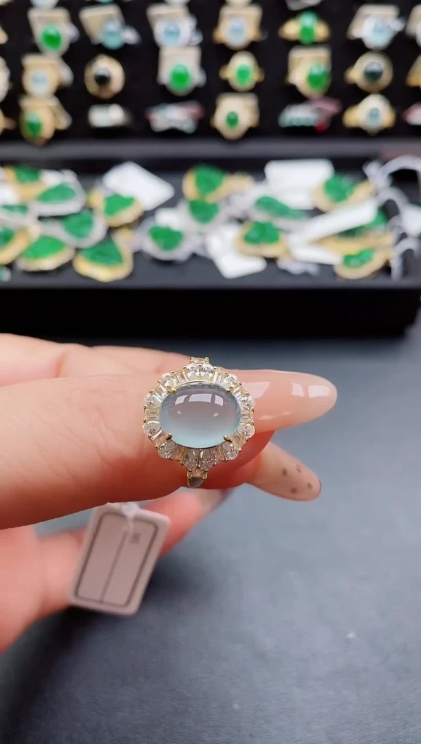 银S925镶嵌戒指翡翠1