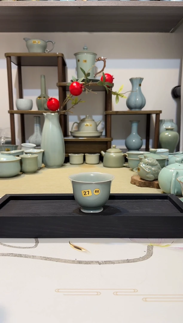杯子27花神杯 仿古天青釉微瑕 主人杯品茗杯闻香杯*