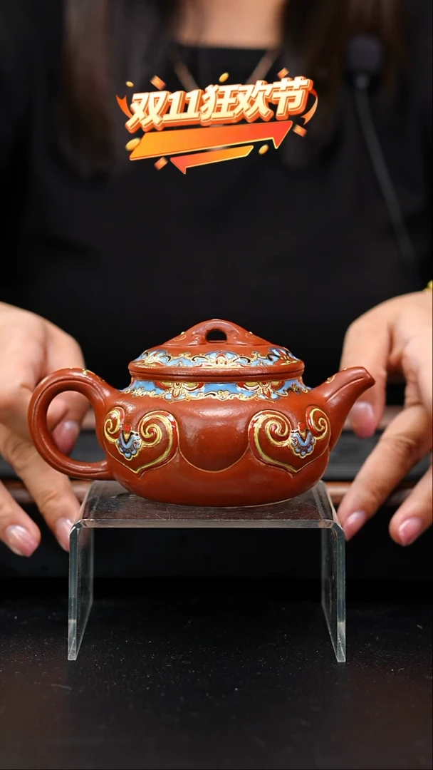茶壶紫砂小煤窑朱泥如意仿古210珐琅彩