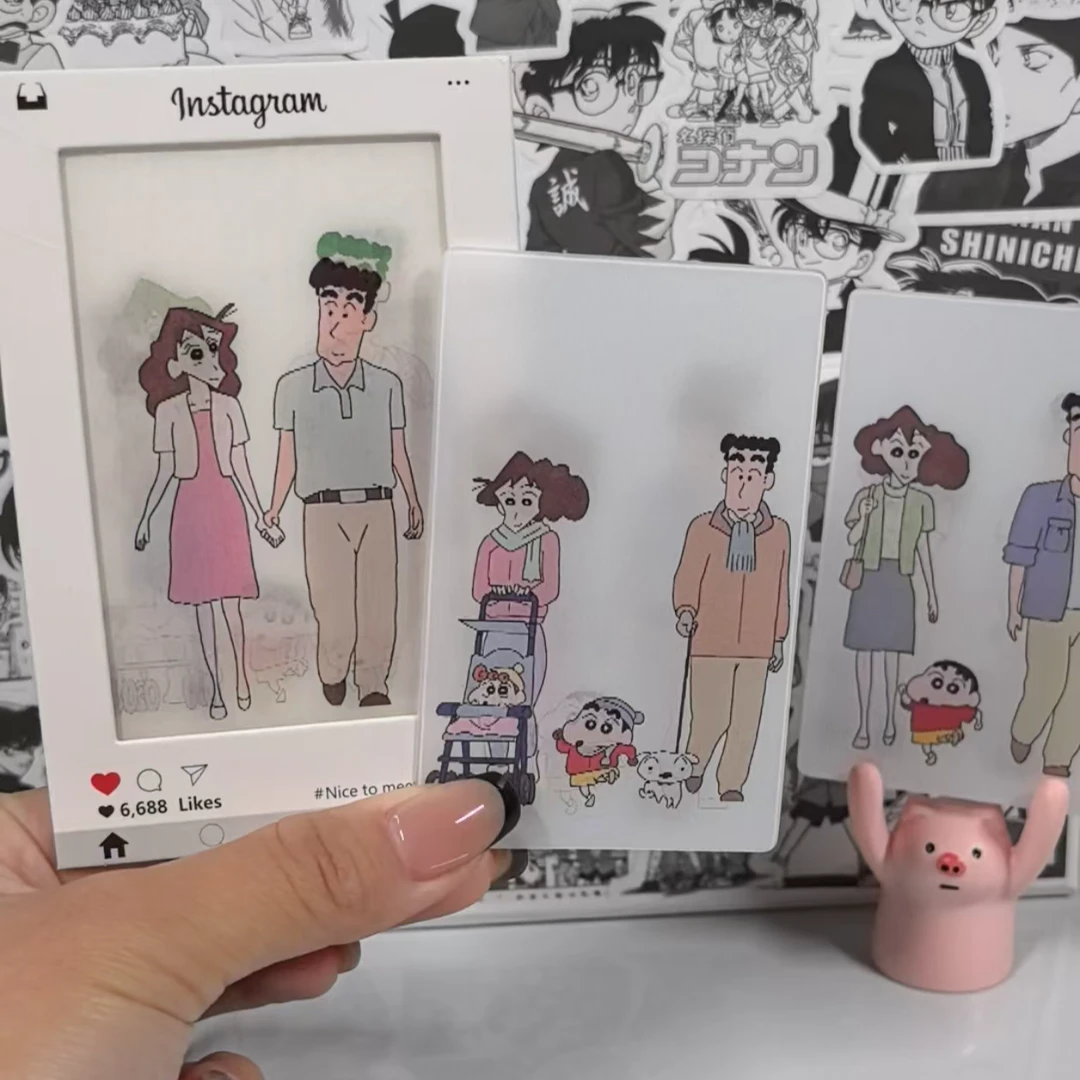 【柚见】蜡笔小新家庭版四变光栅卡小卡片明信片动漫人物小礼物礼品