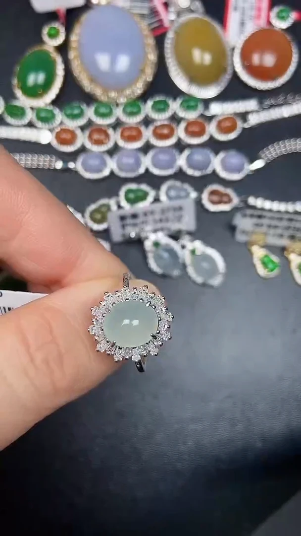 银S925镶嵌戒指翡翠1800