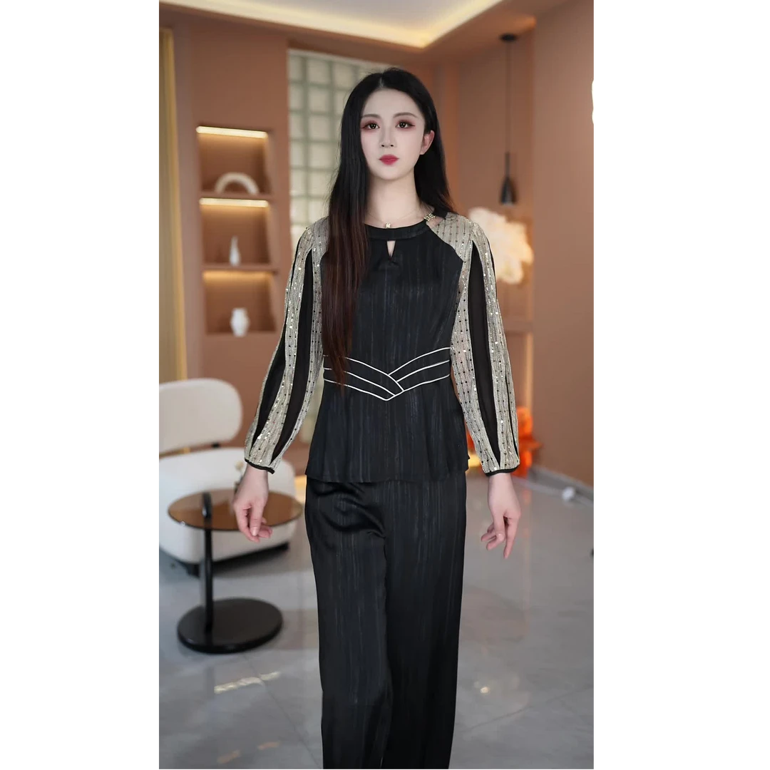 休闲风田园风女装秋季收腰休闲时尚减龄优雅时尚套装气质长袖