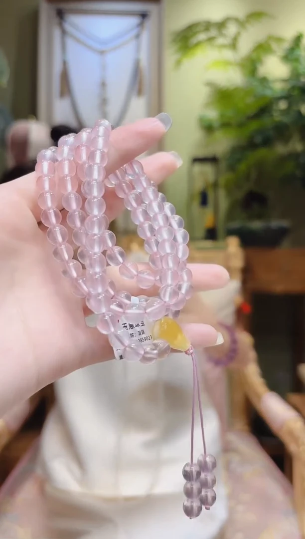 【闪购商品】水晶项链未镶嵌蜜蜡三通粉水晶项链